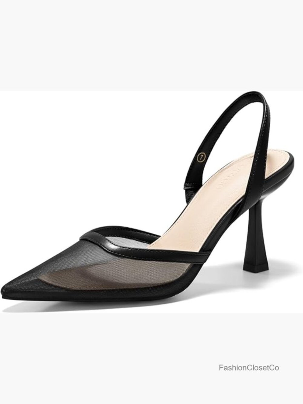 Closed Toe Pointed Toe Stiletto Heels Mesh Slingback Kitten Heels